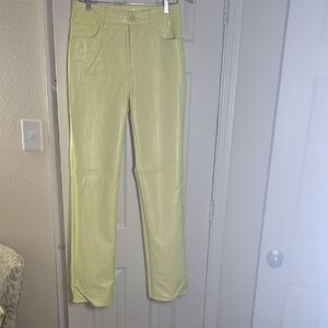 Good American Light Yellow Faux Leather Pants
